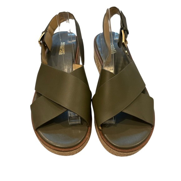 MICHAEL Michael Kors Shoes - Michael Michael Kors Meryl Leather Criss Cross Espadrille Platform Olive, Sz 8